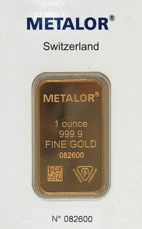 Metalor Switzerland Gold Bar